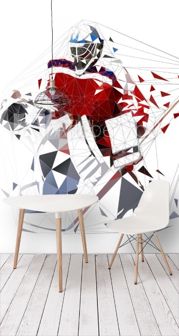Picture of Hockey goalie geometric vector illustration Ice hockey player low poly